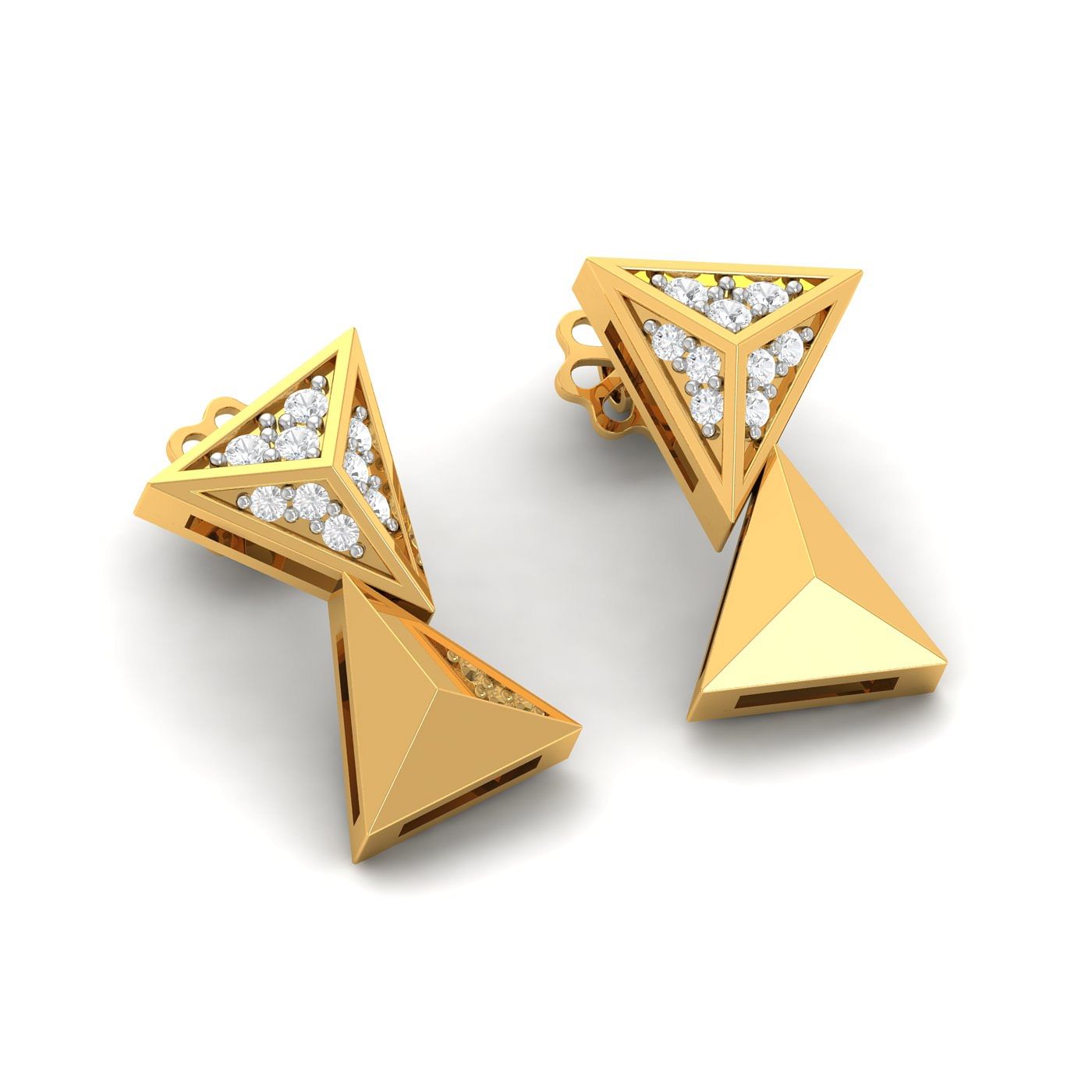 Yellow gold Trisoie Diamond Stud Earrings