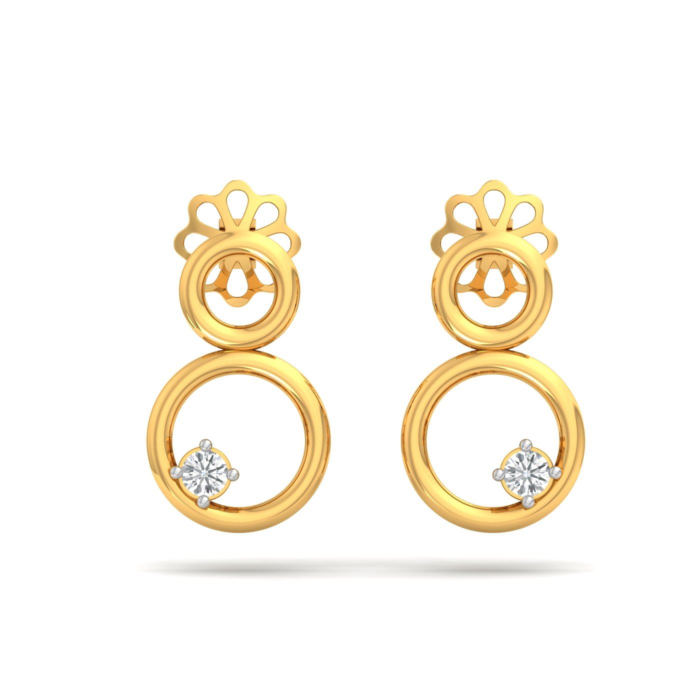 Yellow Gold Circie Diamond Earrings