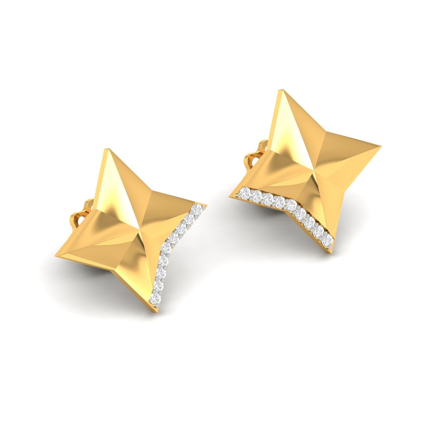 Yellow gold Latest Design Diamond Studs Earring