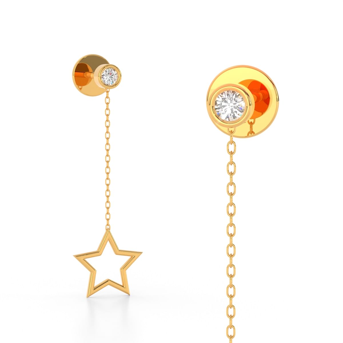 Yellow gold Star Gold Diamond Sui Dhaga Earrings