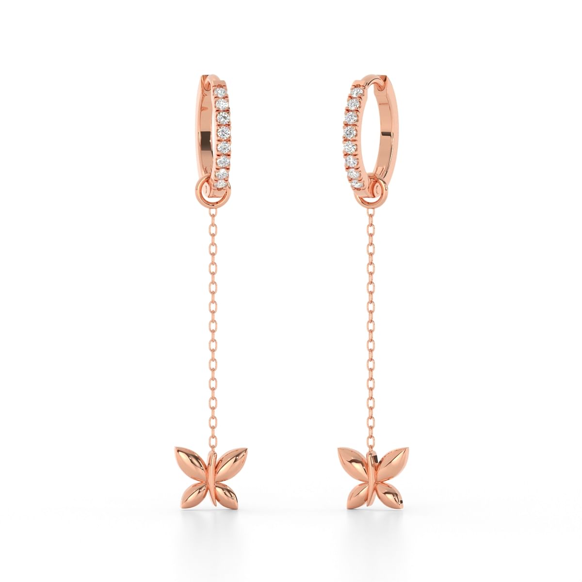 Rose gold Butterfly Gold Sui Dhaga Earrings