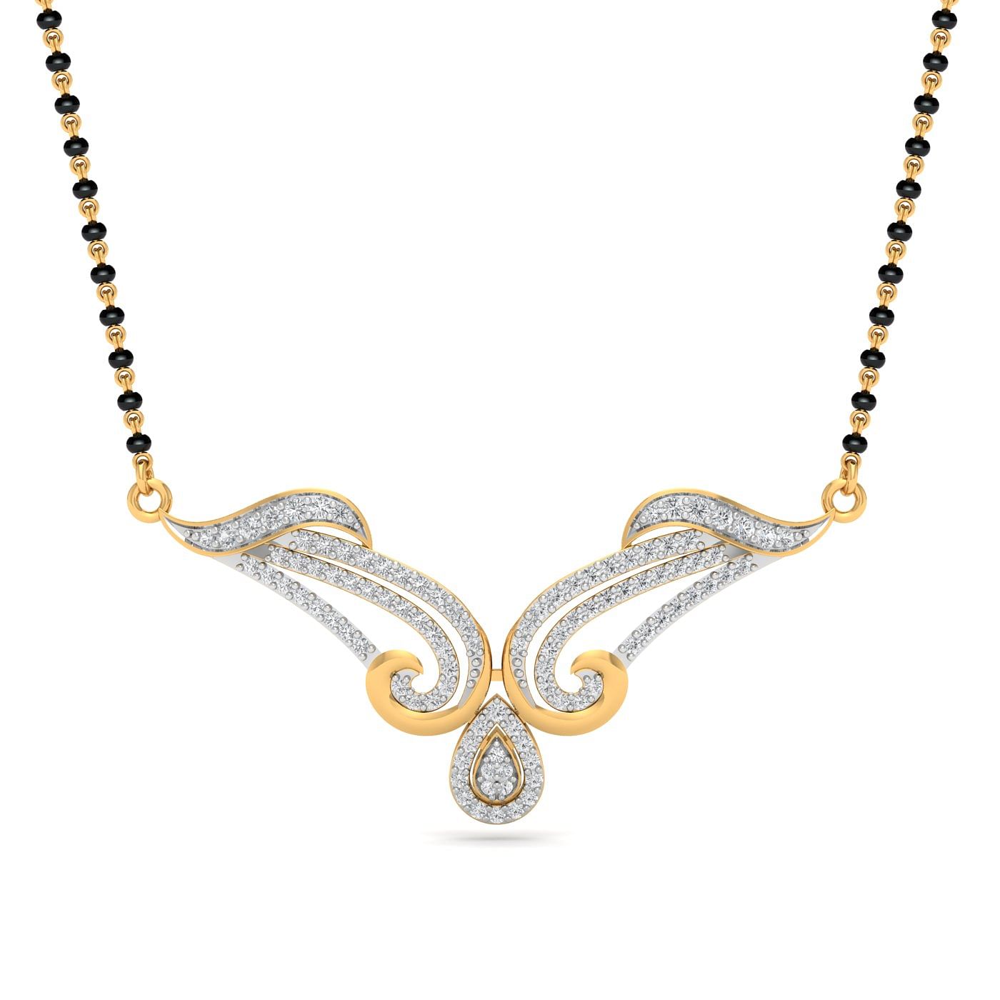 designer yellow gold diamond mangalsutra for women