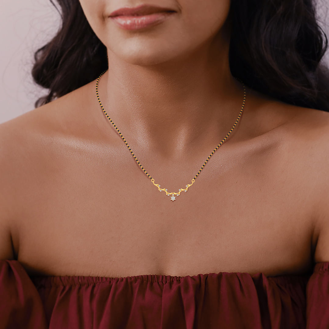Daily Wear Lightweight Mangalsutra For Women With yellow gold