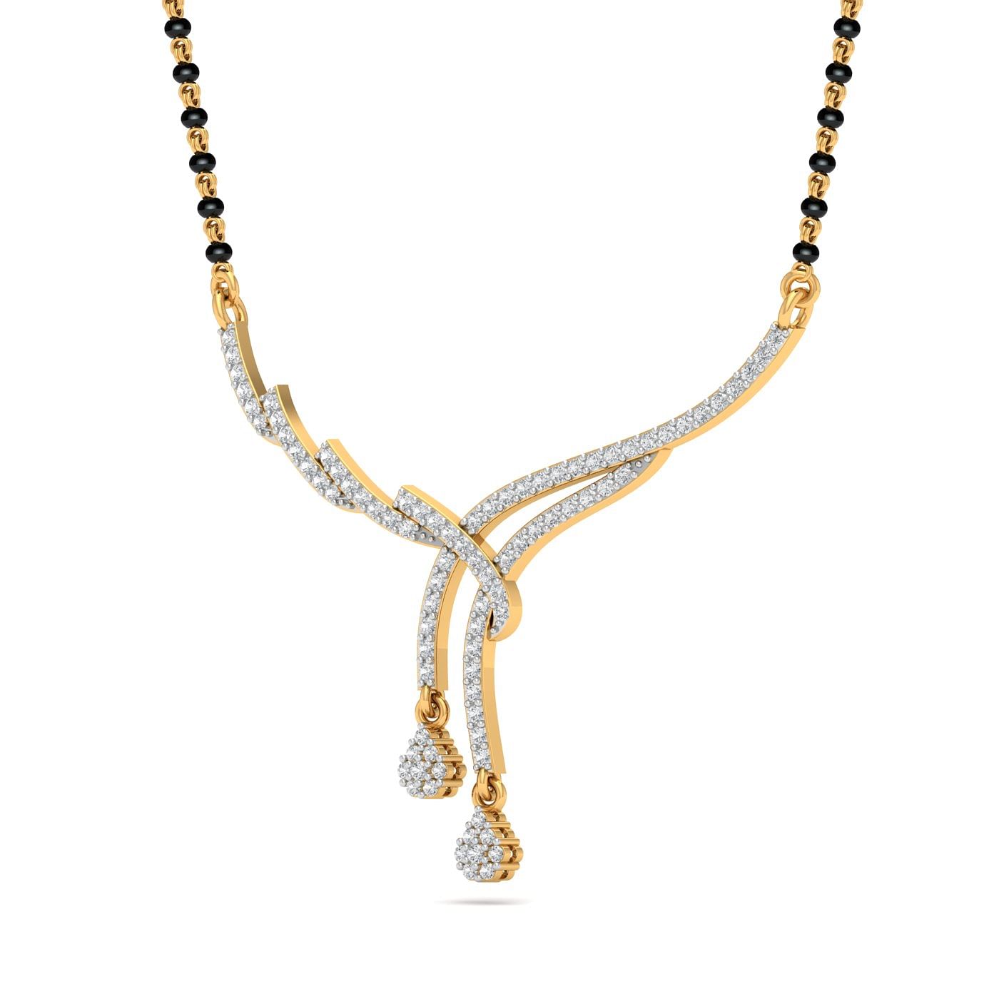 drop design yellow gold diamond manglsutra for wife