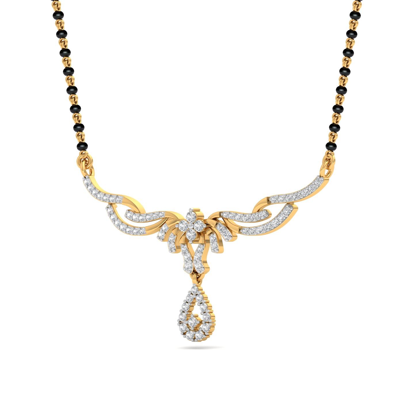 Shreya Designer Diamond Mangalsutra with yellow gold