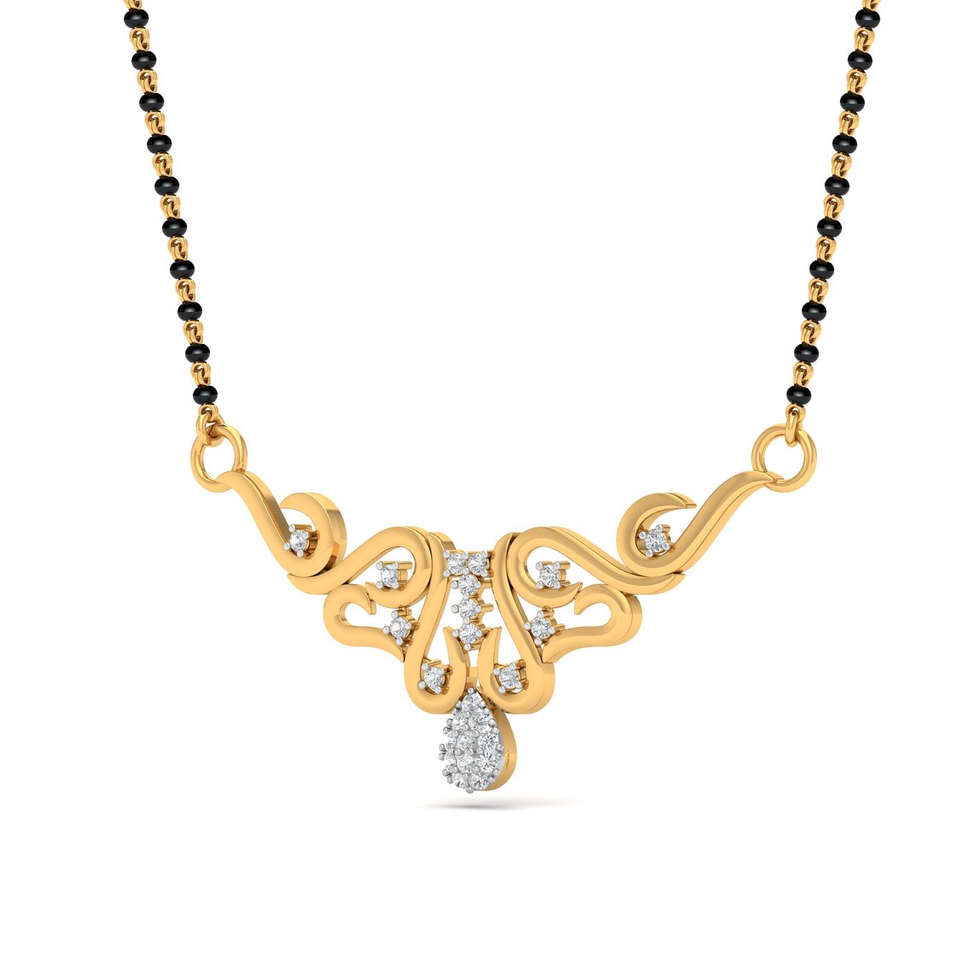 yellow gold gold mangalsutra with diamond pendant for women