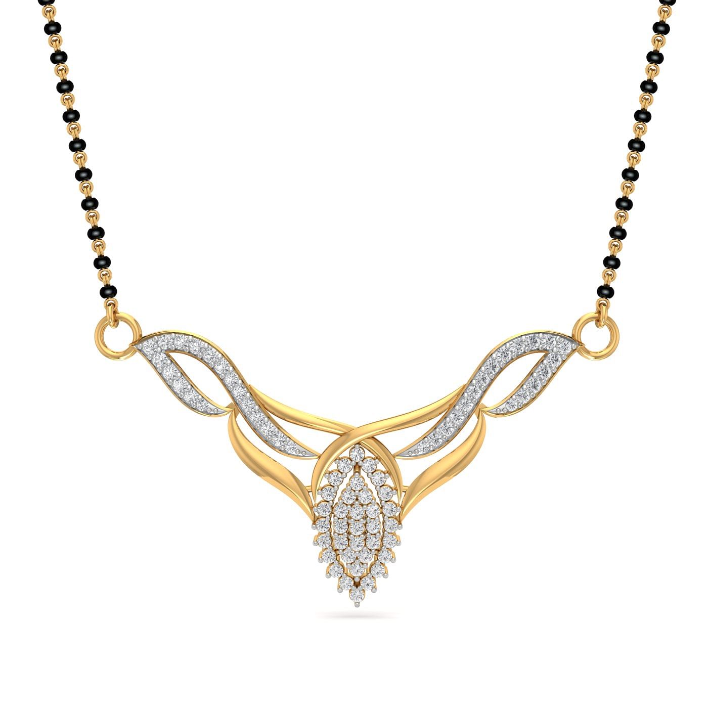 Tanuja Diamond Mangalsutra With Yellow Gold