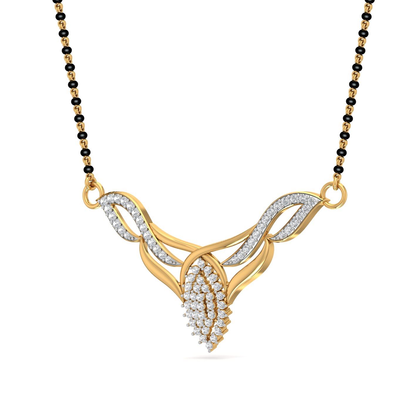 Tanuja Diamond Mangalsutra With Yellow Gold