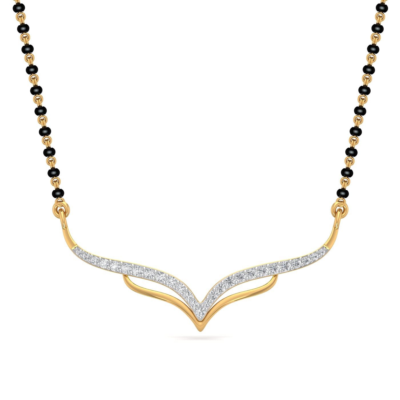Yellow Gold Diamond Mangalsutra For Office
