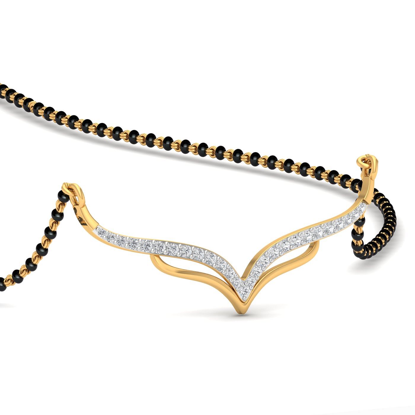 Yellow Gold Diamond Mangalsutra For Office