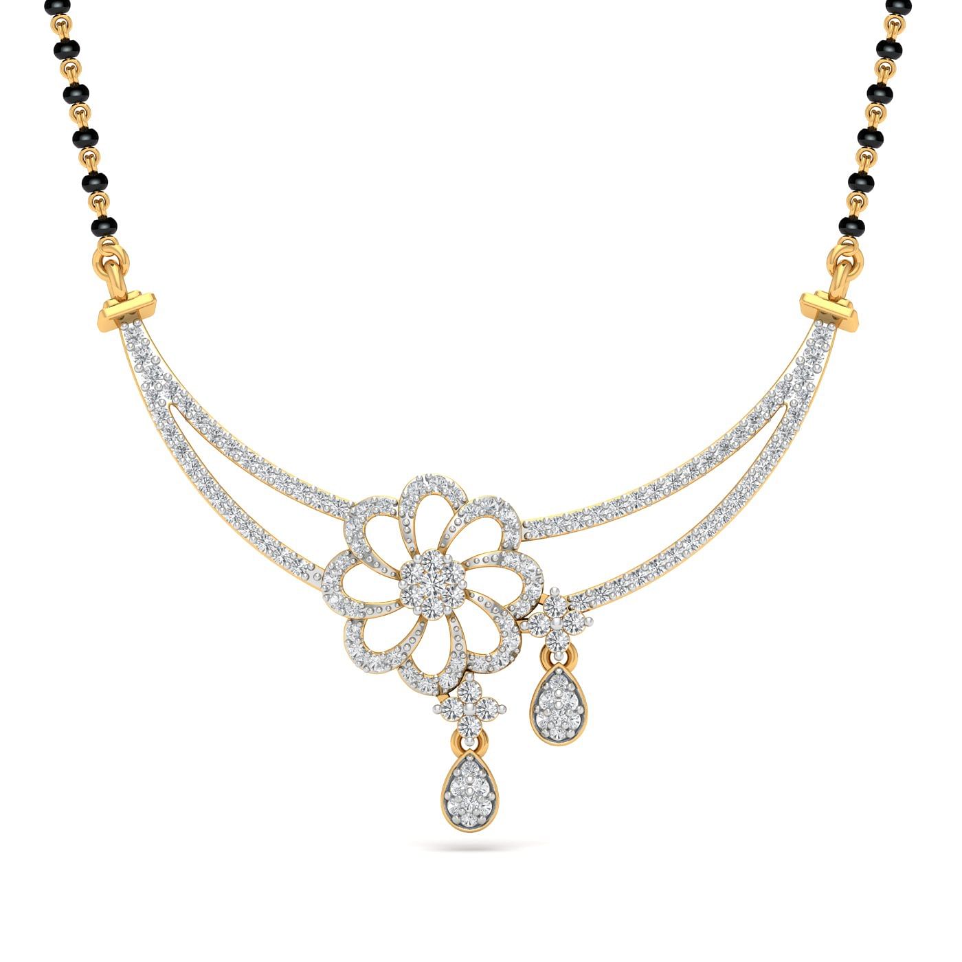 Meher Short Diamond Mangalsutra With Yellow Gold