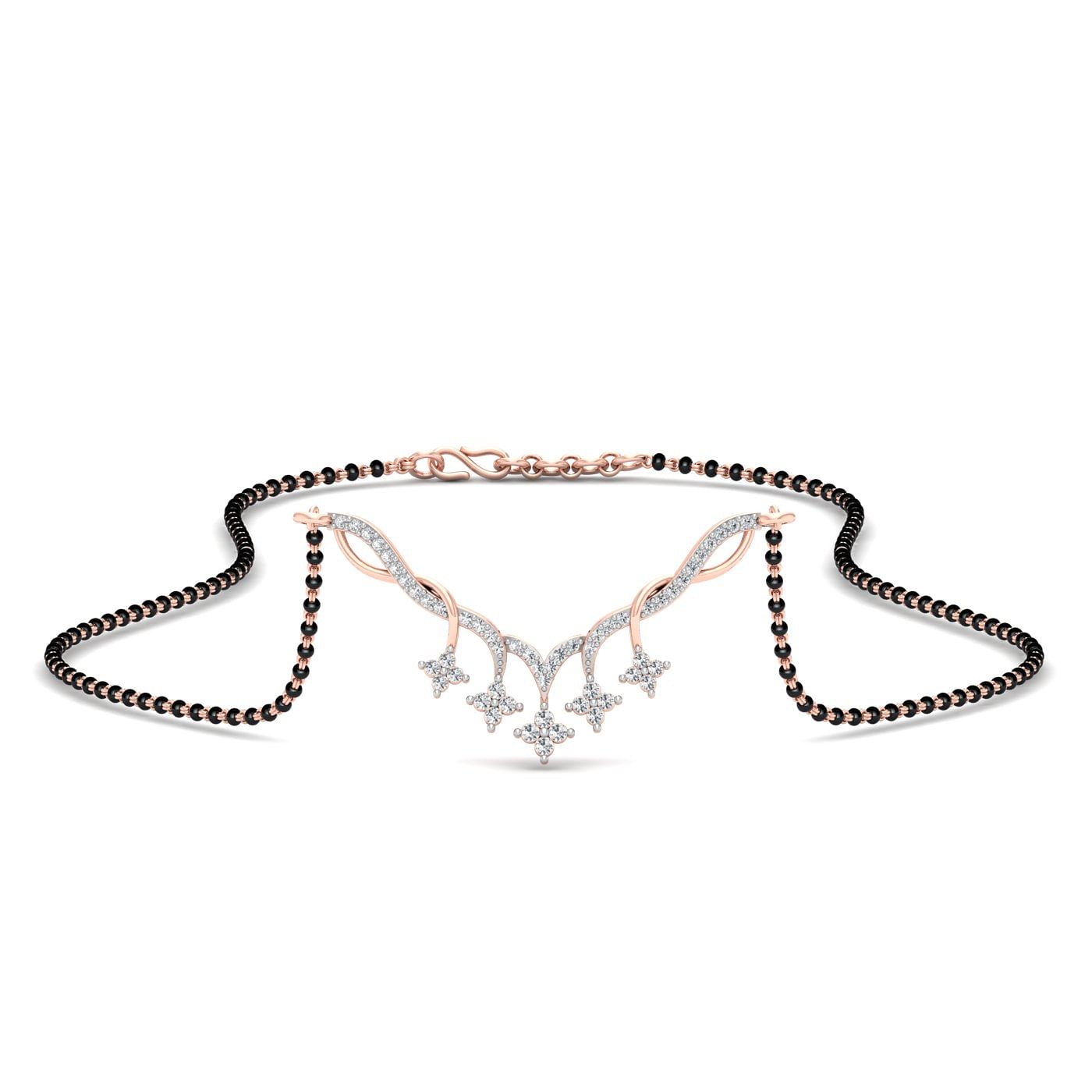 rose gold classic design diamond mangalsutra for casual wear by women