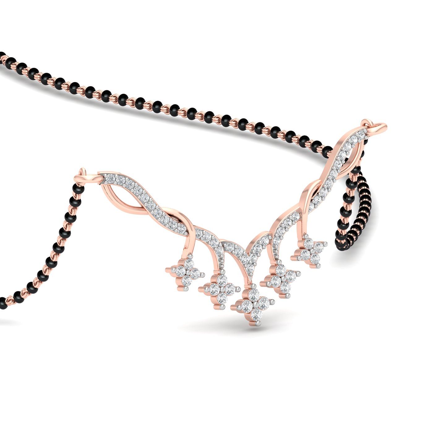 rose gold classic design diamond mangalsutra for casual wear by women