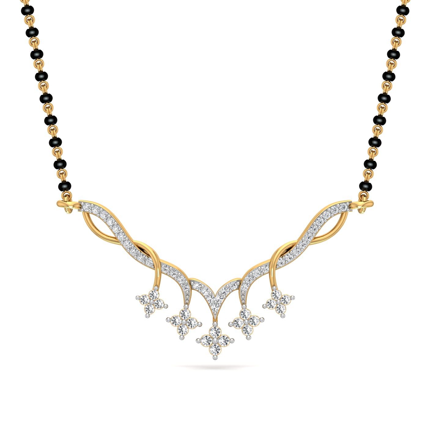 yellow gold classic design diamond mangalsutra for casual wear by women