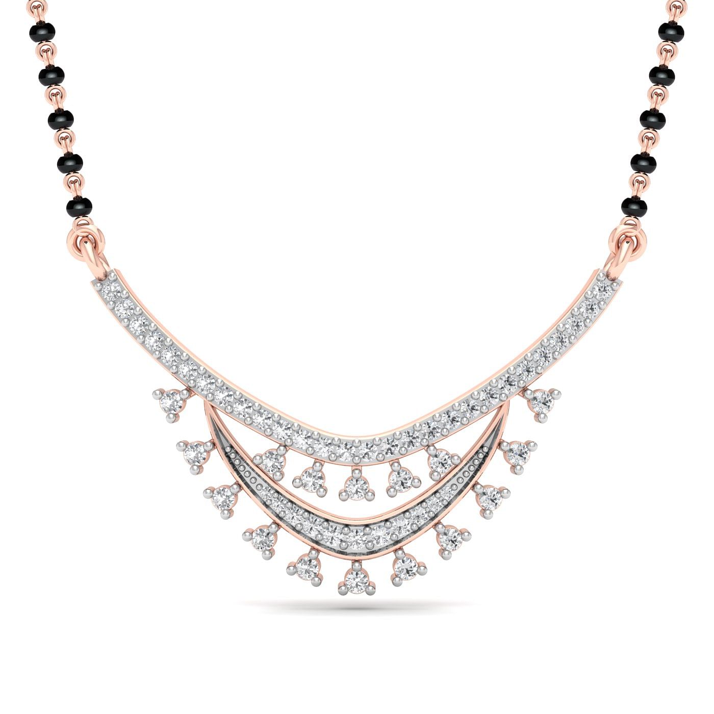 royal touch heavy diamond mangalsutra with rose gold