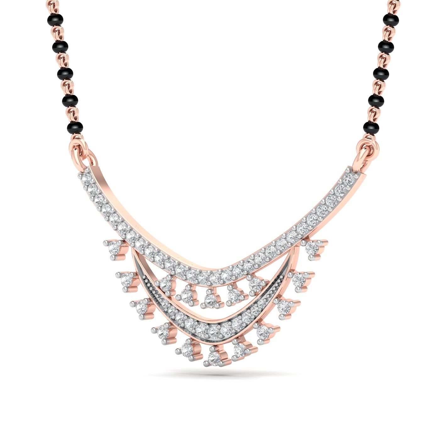 royal touch heavy diamond mangalsutra with rose gold