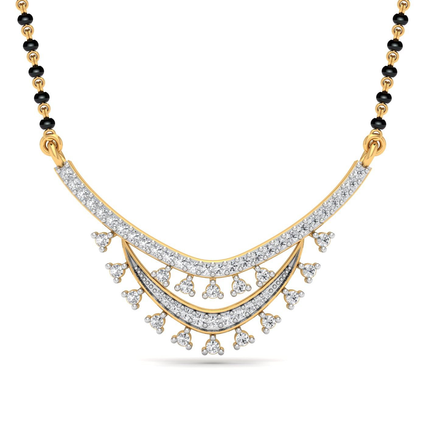 royal touch heavy diamond mangalsutra with yellow gold