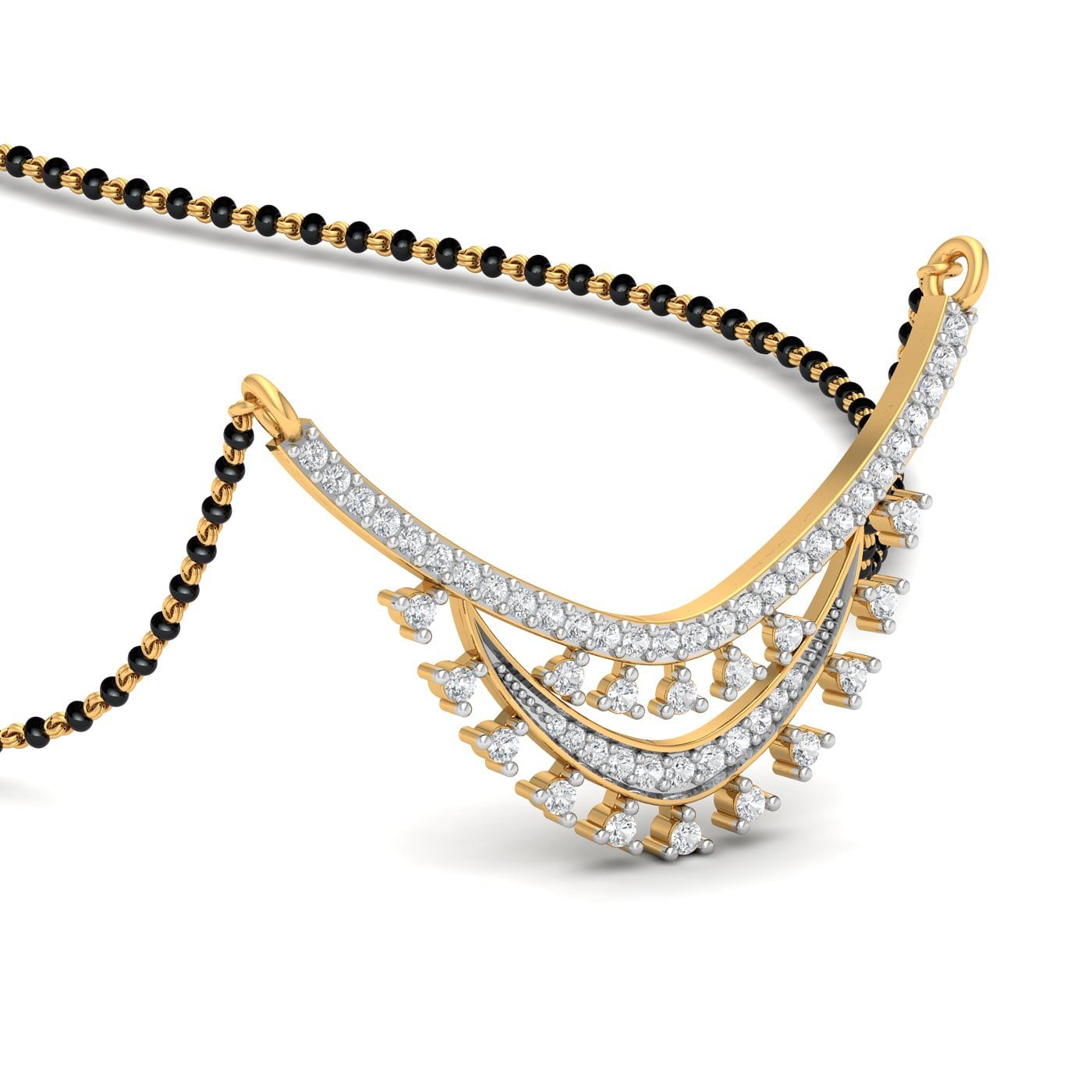 royal touch heavy diamond mangalsutra with yellow gold