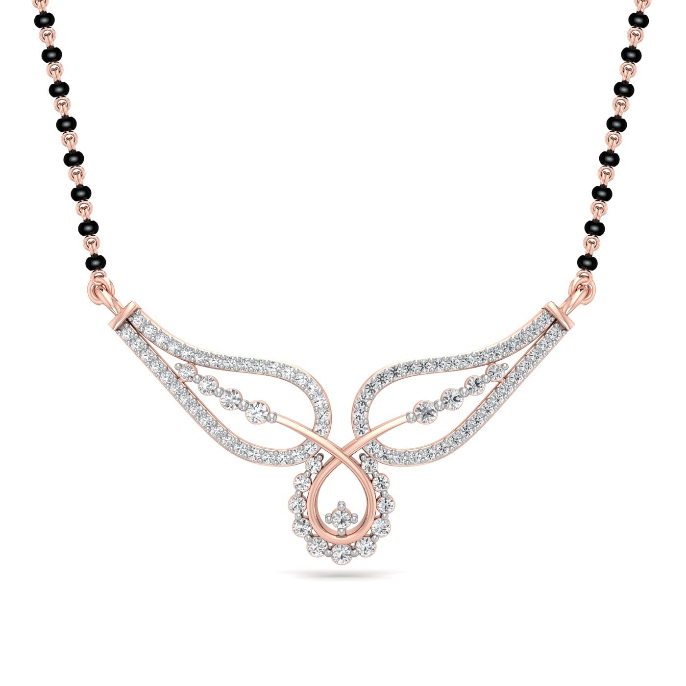bride ties mangalsutra with diamond rose gold