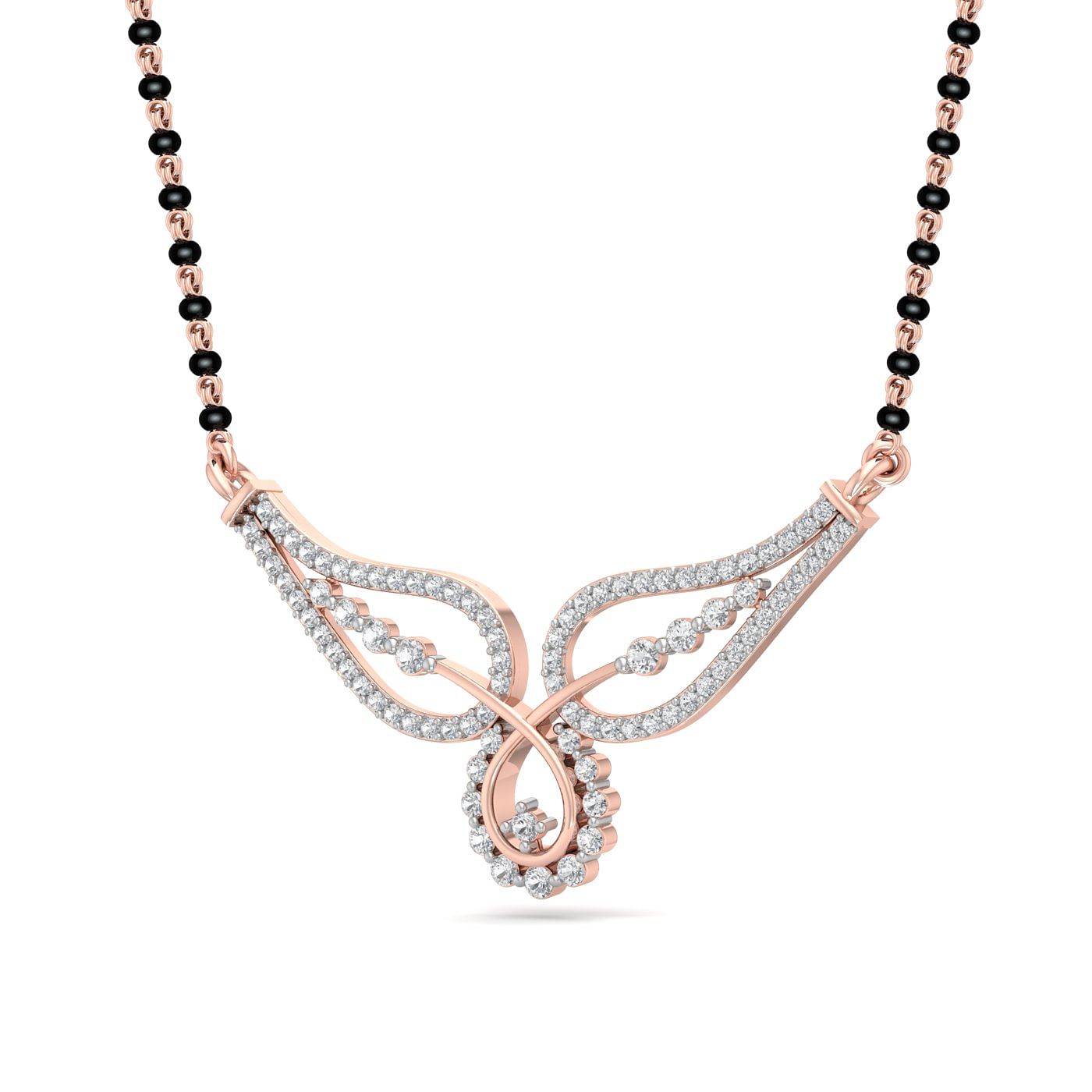 bride ties mangalsutra with diamond rose gold