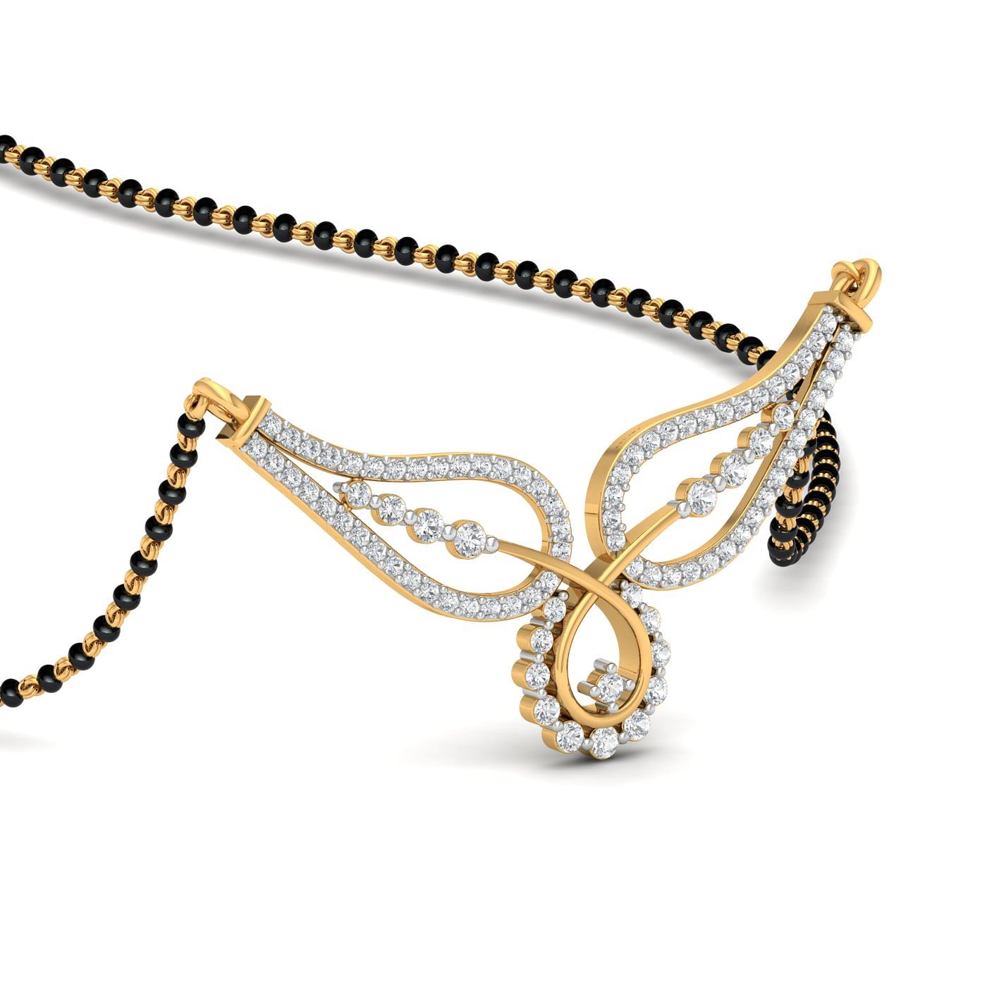 bride ties mangalsutra with diamond yellow gold
