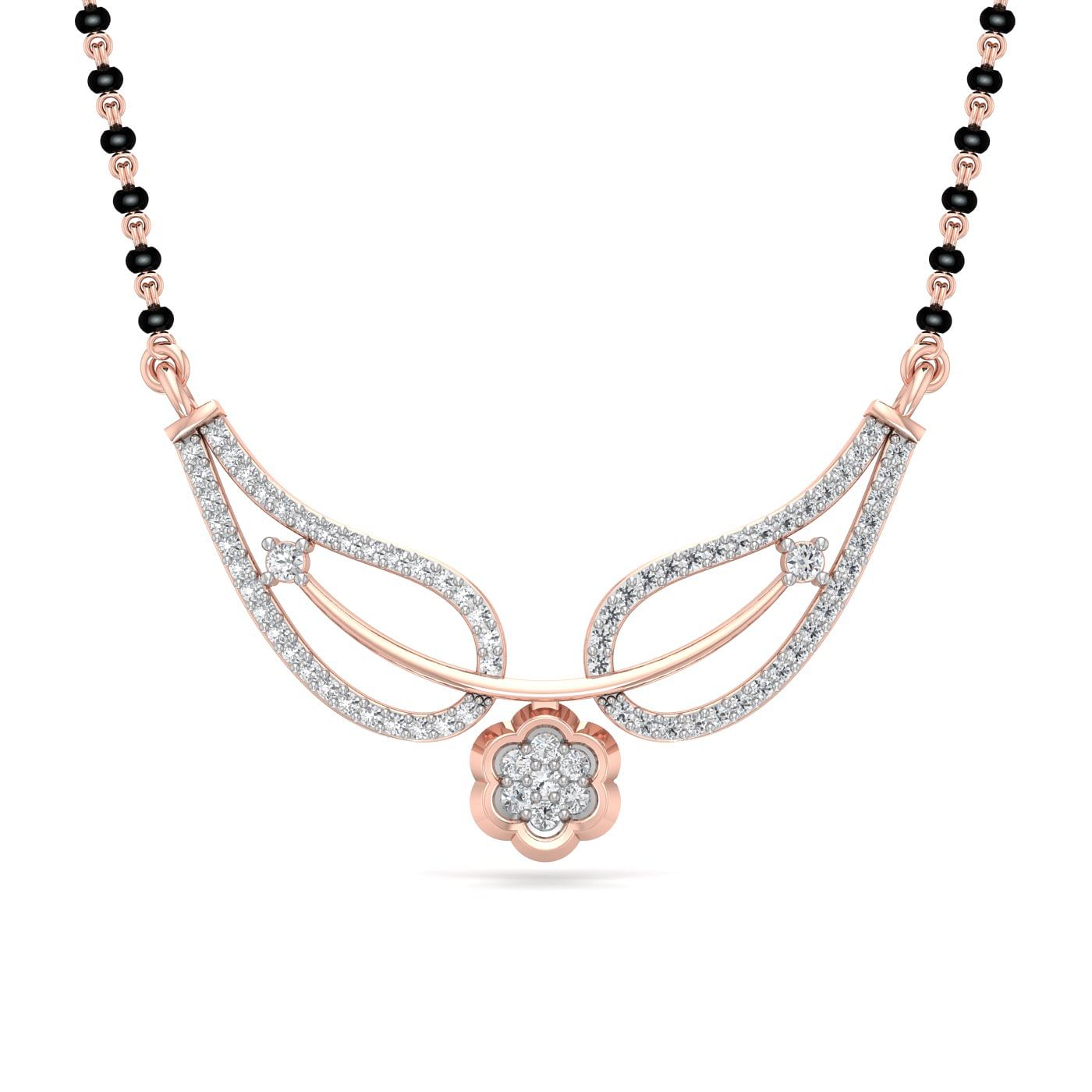Daily Wear Diamond Mangalsutra With Rose Gold