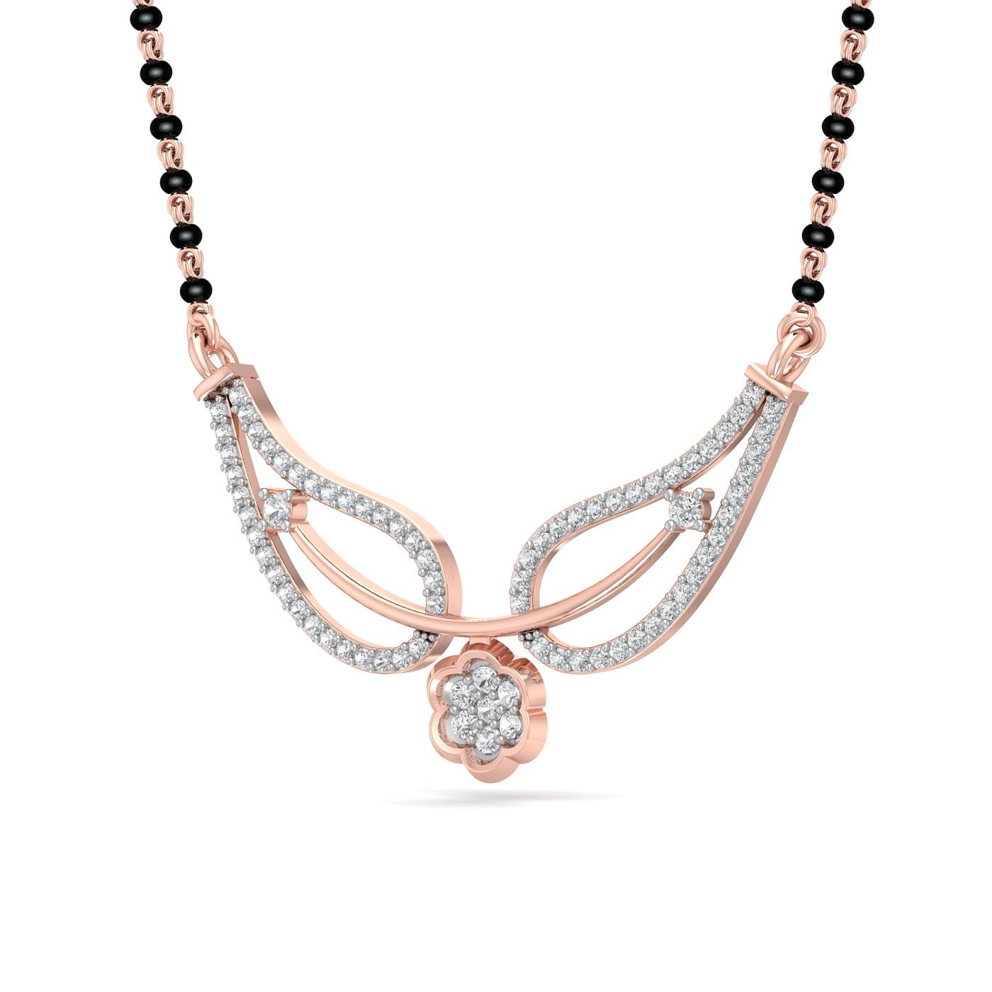 Daily Wear Diamond Mangalsutra With Rose Gold