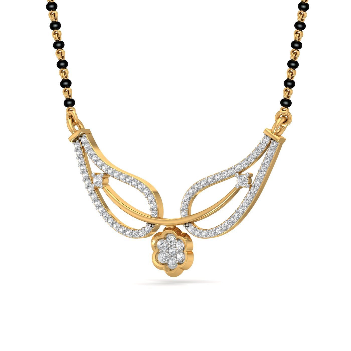 Daily Wear Diamond Mangalsutra With Yellow Gold