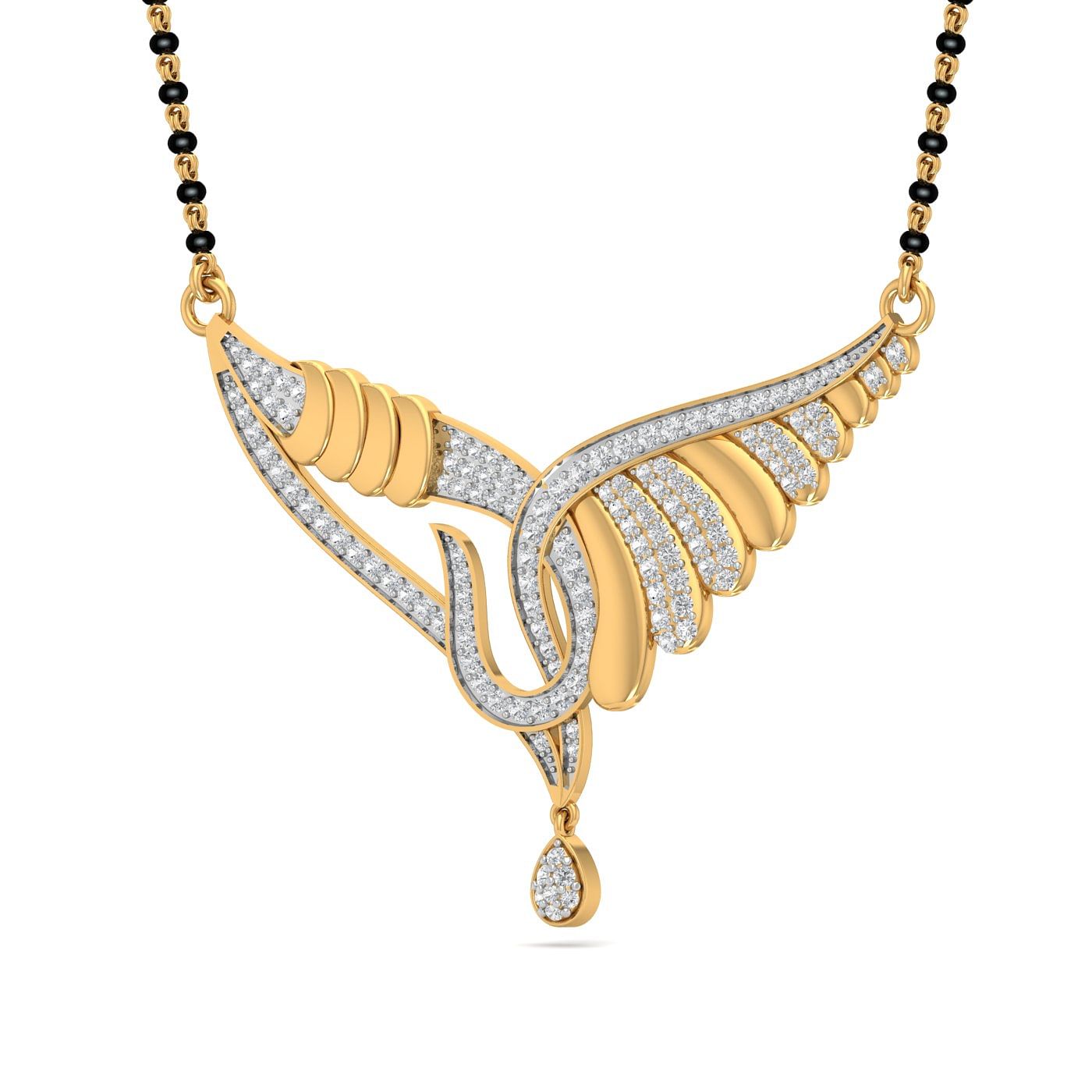 Hetal gold and diamond mangalsutra with yellow gold bridal