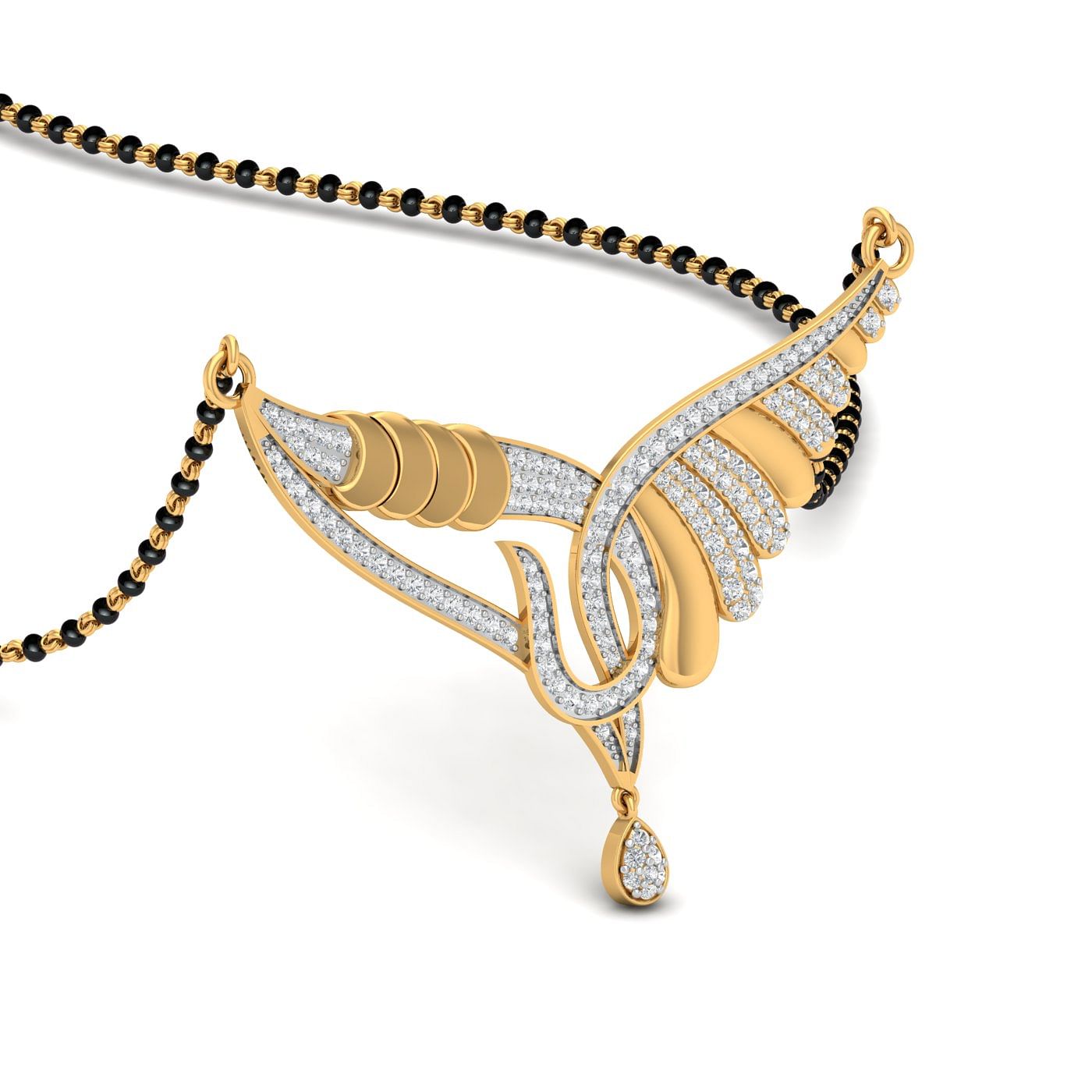 Hetal gold and diamond mangalsutra with yellow gold bridal