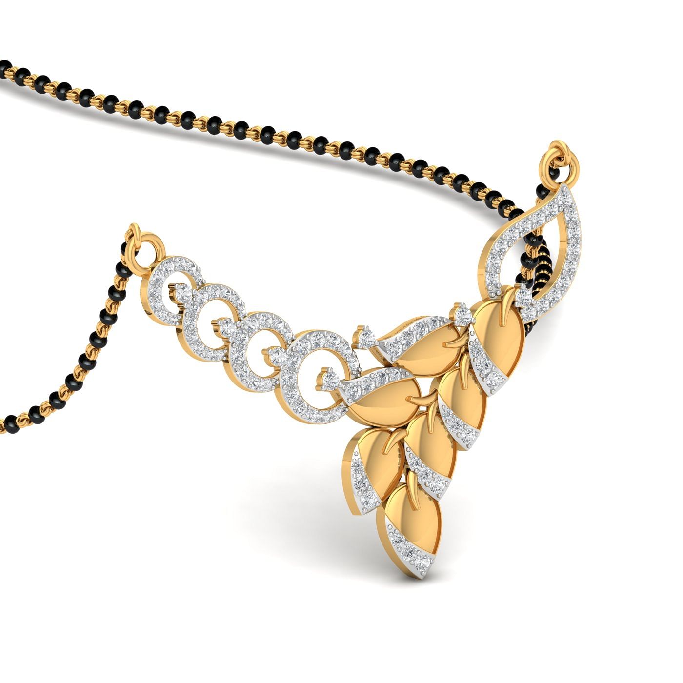 Petals style diamond yellow gold mangalsutra for wife