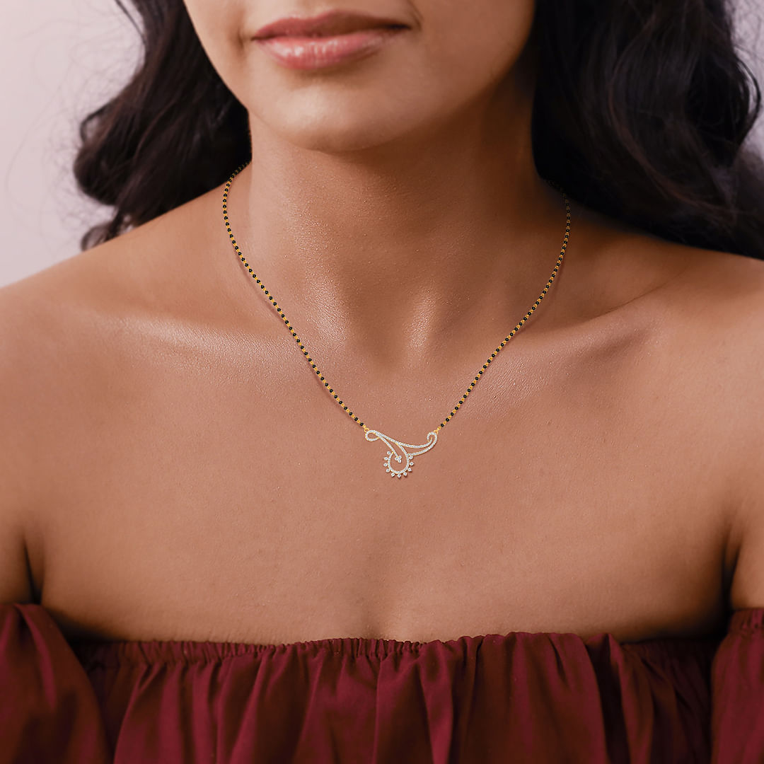 ekta diamond mangalsutra | nallapusalu with diamond pendant