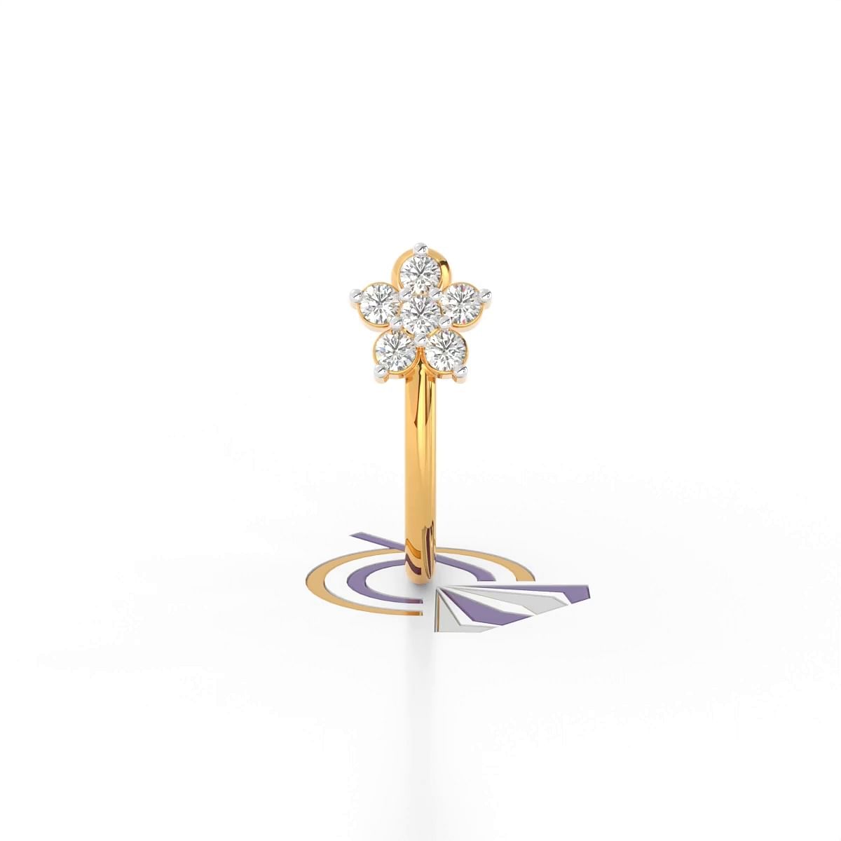 Yellow Gold Bloom Cluster Diamond Nose Pin