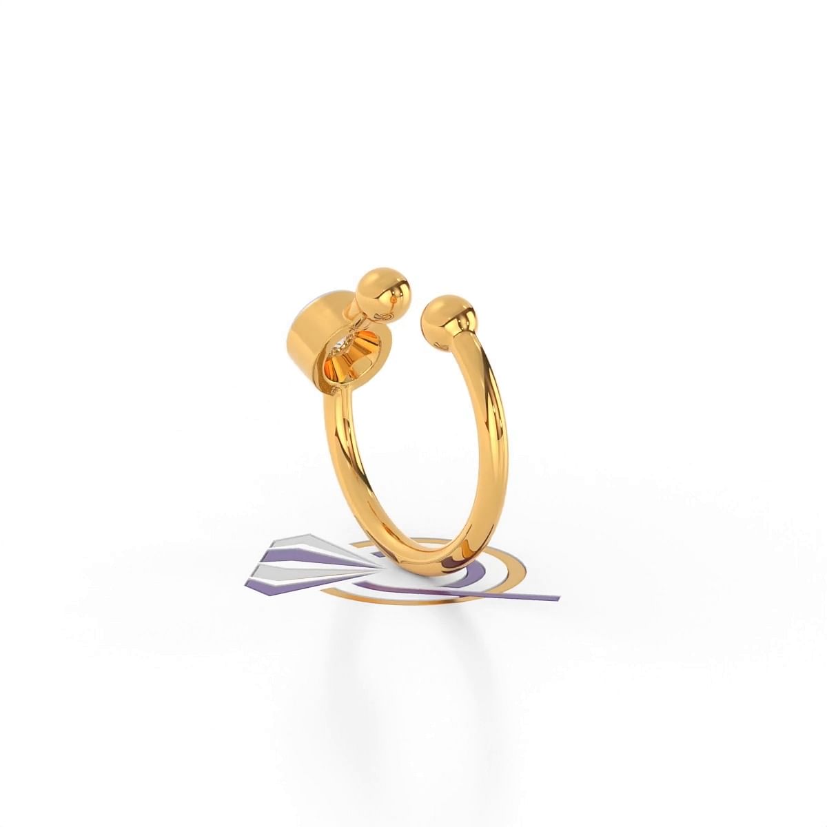 Yellow Gold Single Stone Nose Ring  | Karvi Diamond Nose Ring