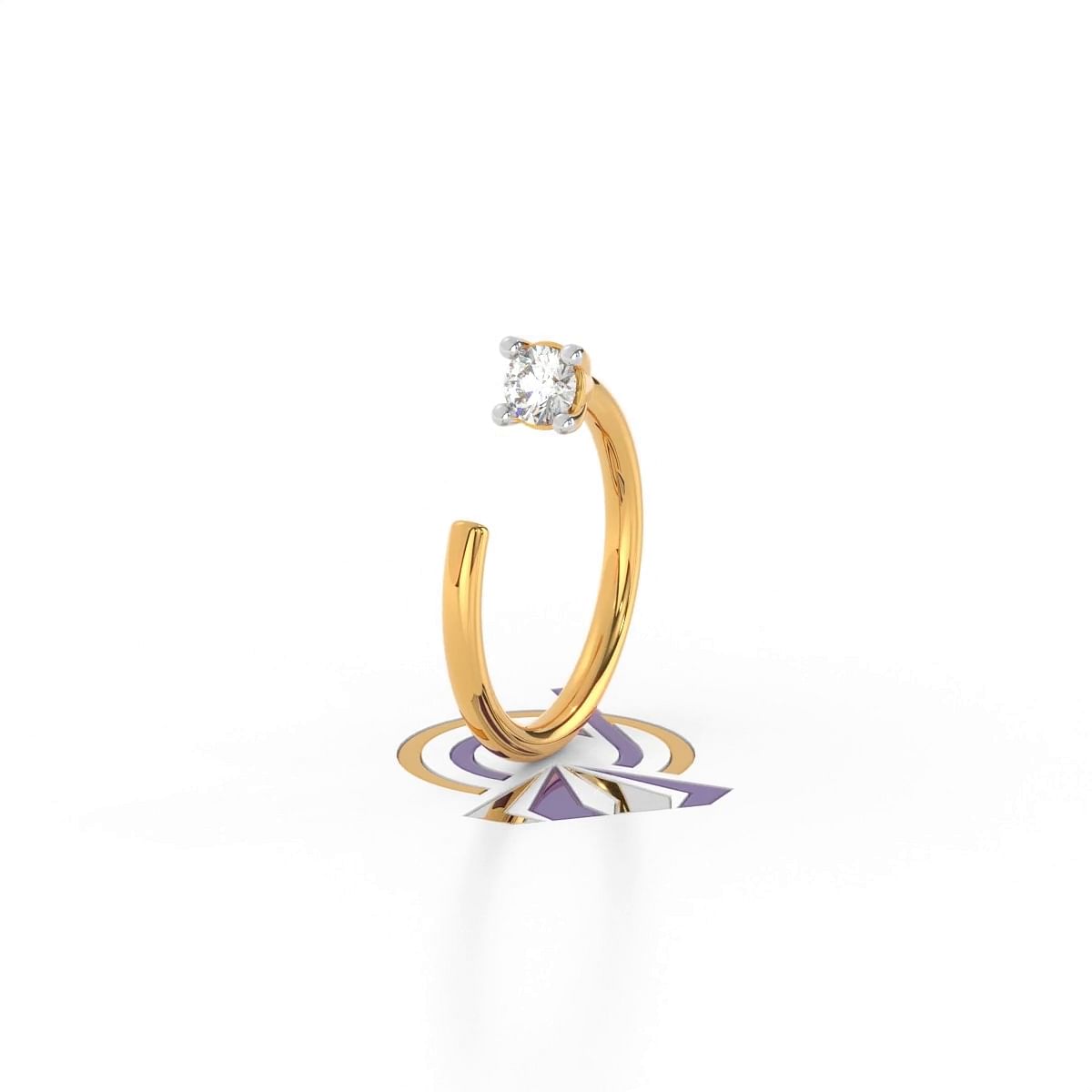 Single Stone Yellow Gold Nose Ring | Hita Diamond Nose Ring