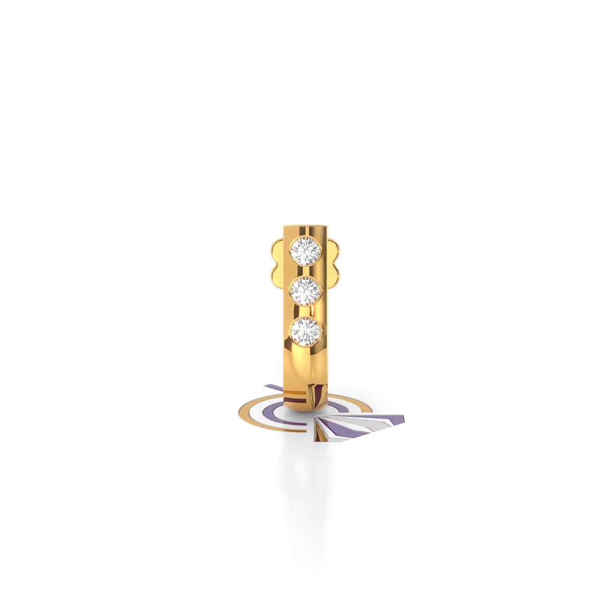 Bina Diamond Nose Pin With 18k Pure Yellow Gold