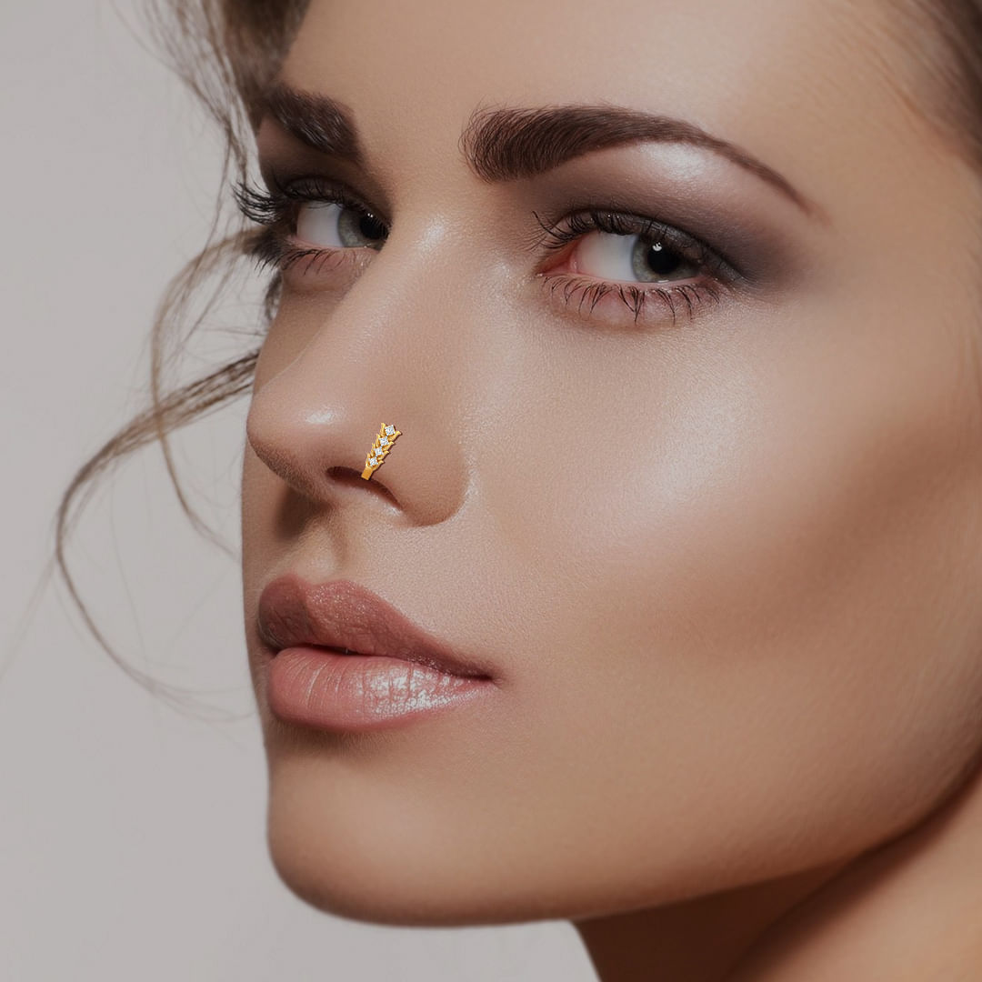 Rose Diamond Nosering pure gold nose pin designs