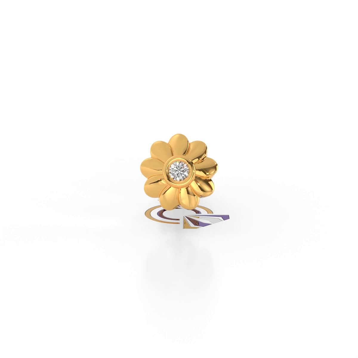 Yellow Gold Bloom Flower Diamond Nosering For Daily Wear