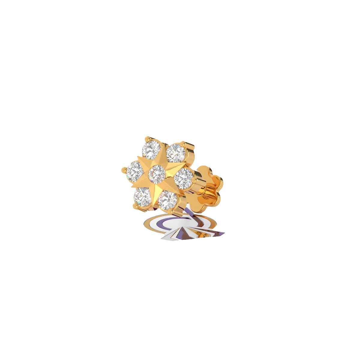 Yellow gold Starfleur Diamond Nosepin for women daily wear