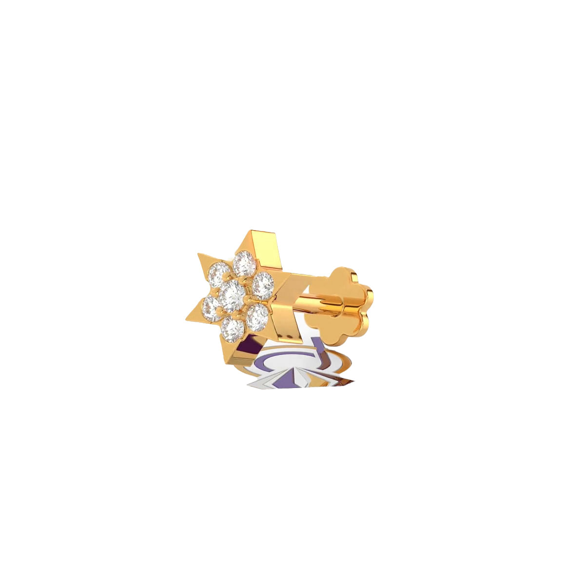 Shruti Diamond Nosepin With Yellow Gold Metal