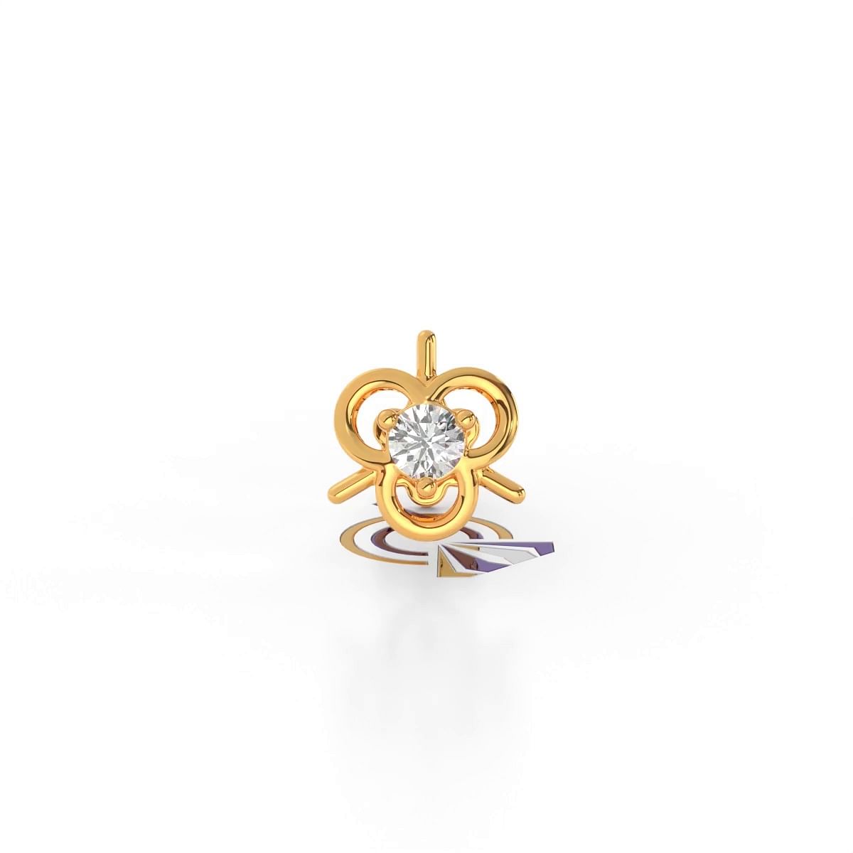 Yellow gold Lily Diamond Nosepin for women