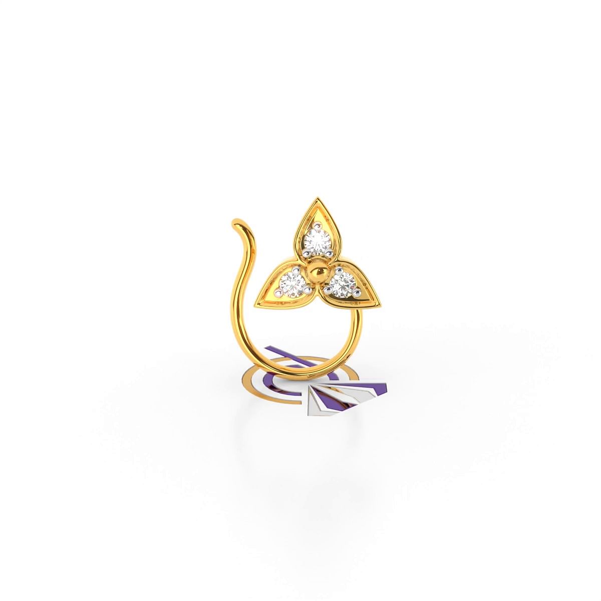 petal design diamond nosepin style for women | Daksha Petal Diamond Nosepin