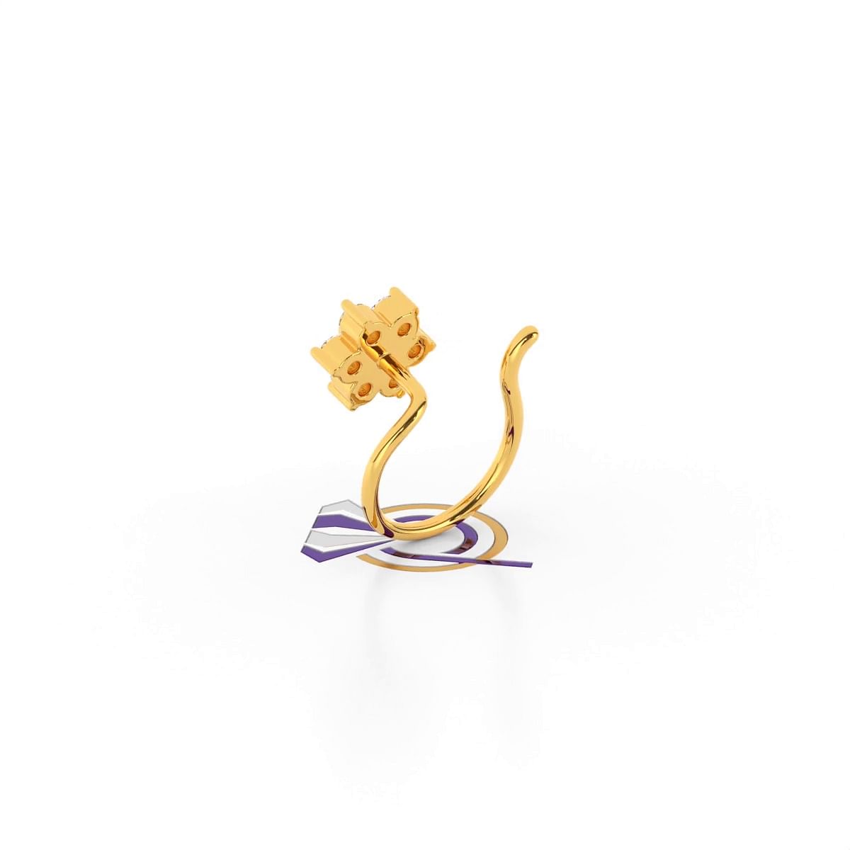 Flower Design Krishna Diamond Nosepin With Yellow gold
