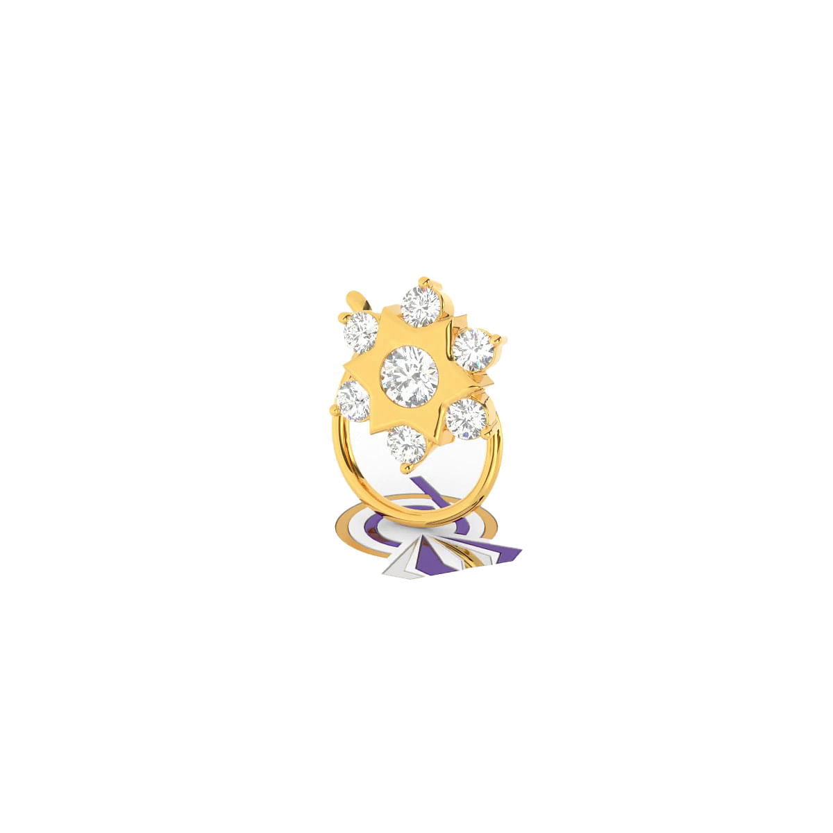 18k Yellow Gold Meera Diamond Nosepin For Gift