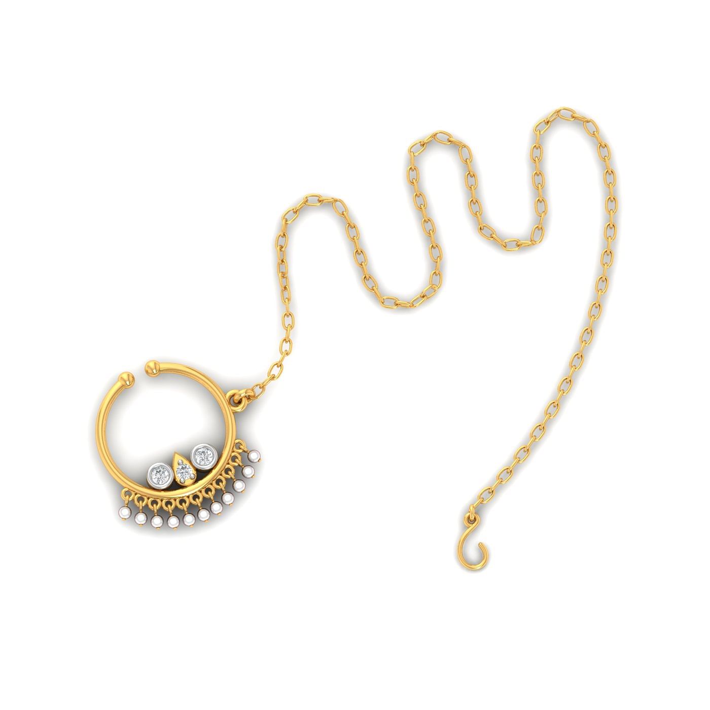 Geetika Pearl Drop Nose Ring For Women
