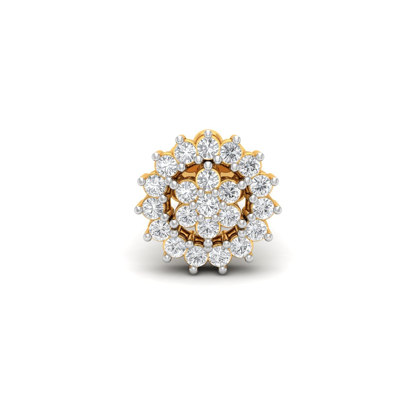 18k yellow gold Cluster Halo Diamond Nose pin for women
