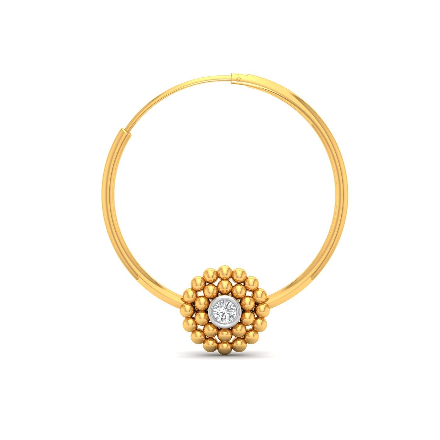 Rajput Diamond Nose Ring With Yellow Gold