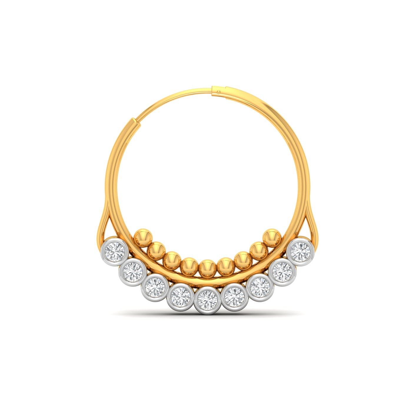 Jodha Diamond Nath Nose Ring With Yellow Gold