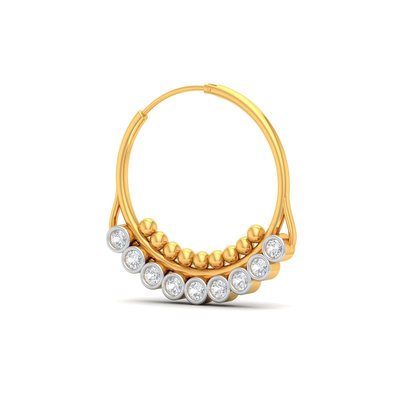 Jodha Diamond Nath Nose Ring With Yellow Gold