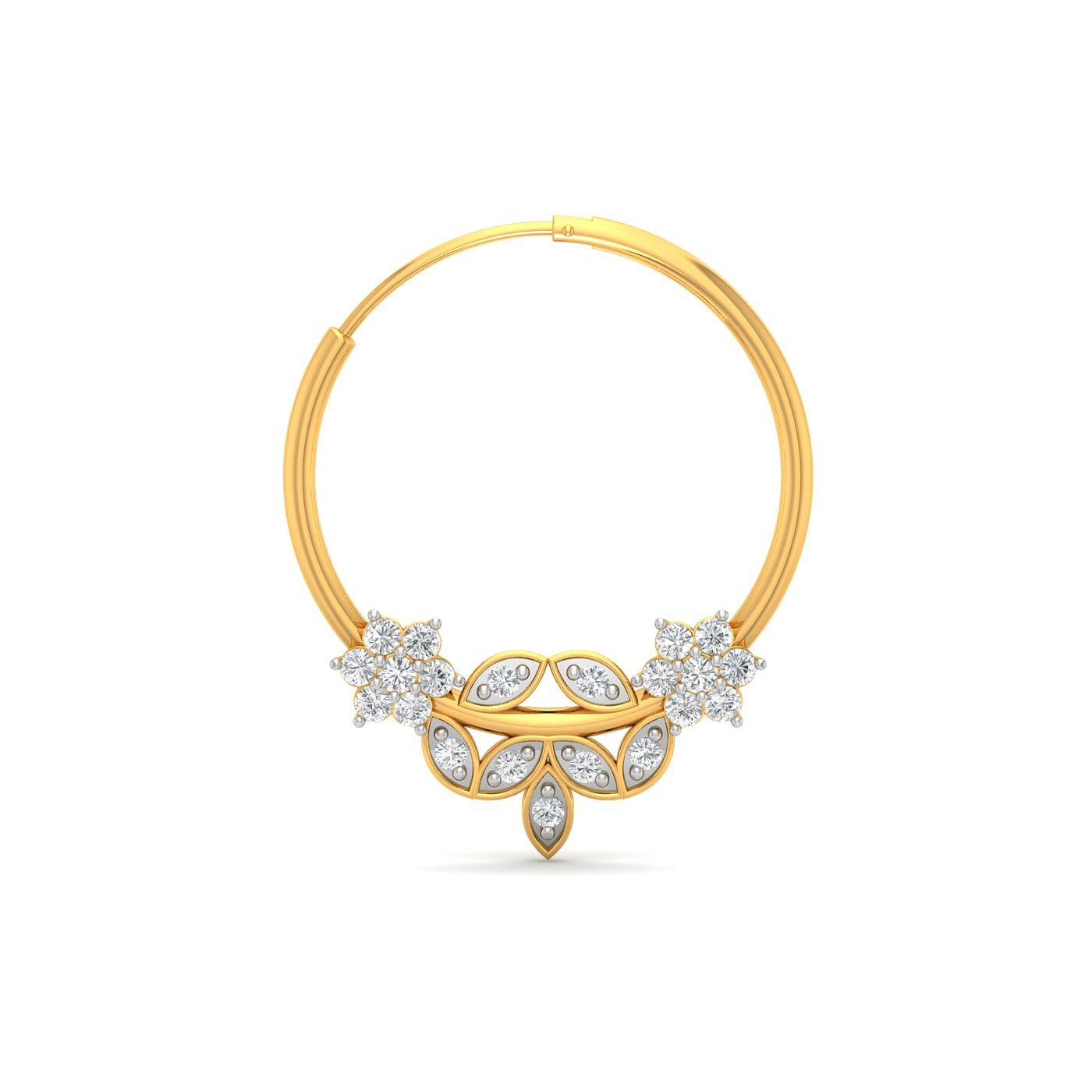 Ambika Diamond Nose Ring With Yellow Gold